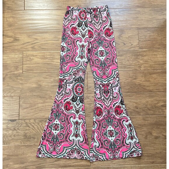 NWT Free People Harper Printed Pants Size S Pink/Rose Floral Print Flare - Picture 1 of 11
